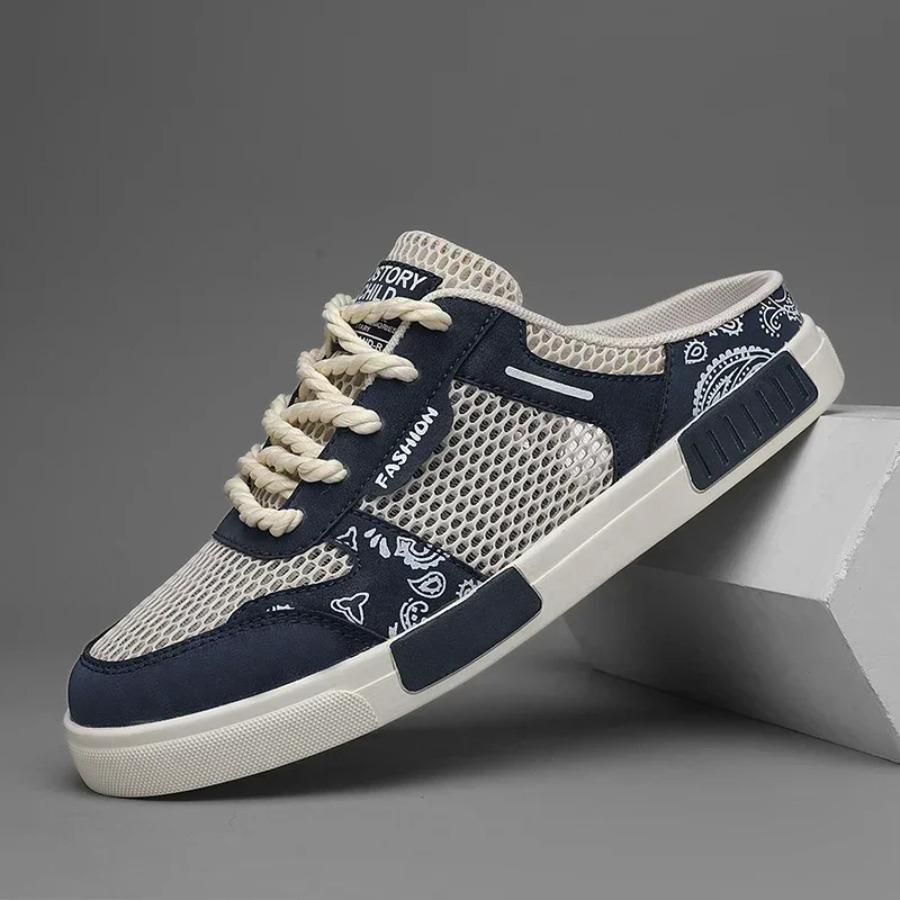 2025 Nowe siateczkowe półkapcie 39-47 duże rozmiary męskie buty sportowe casual na wiosnę i lato, oddychające mokasyny i kapcie