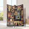 Reversible Bohemian Plaid Throw Blanket with Wildlife Patterns, Soft Warm Skin-Friendly Flannel, Machine Washable, All-Season Kn