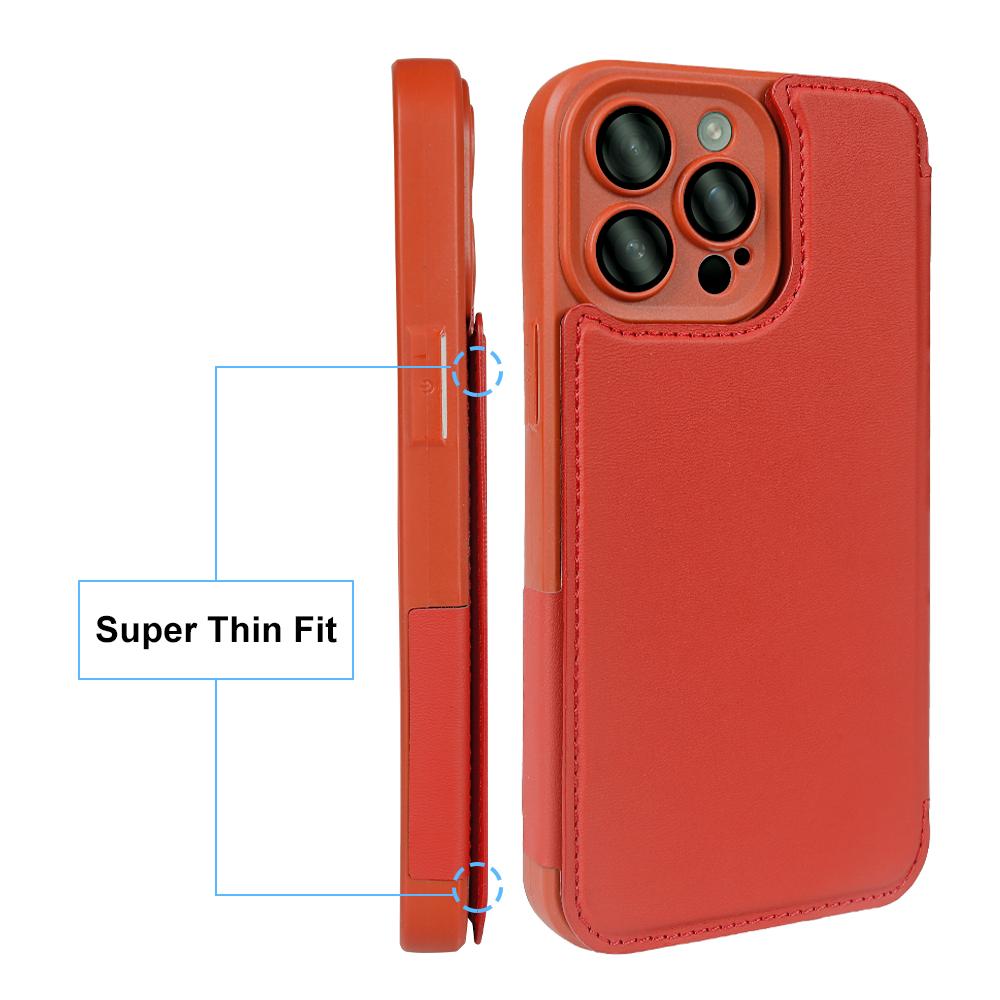 For iPhone 15 Pro Magnetic Case RCS Eco Friendly Flip Phone Cover with Kickstand RFID Blocking