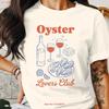 Oyster Lovers Club T Shirt Seafood Summer Trendy Foodie RestauranT Vacation Vintage Washed Slightly Fashion Streetwear