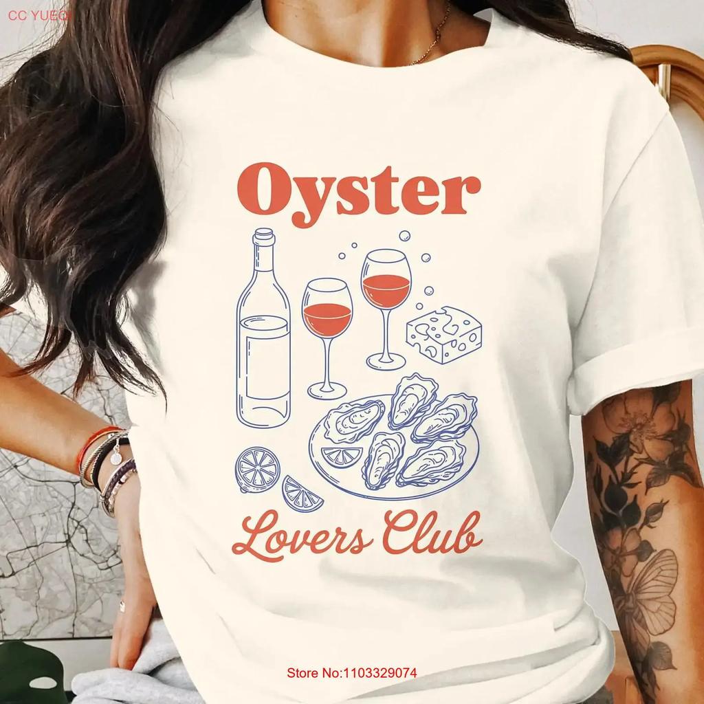 Oyster Lovers Club T Shirt Seafood Summer Trendy Foodie RestauranT Vacation Vintage Washed Slightly Fashion Streetwear