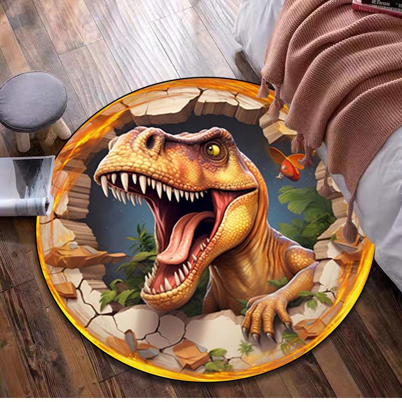 Dinosaurs Circular Rug - Office Decorative Carpet For Living Room Bedroom Door Mat Floor Rug Computer Chair Area Rug