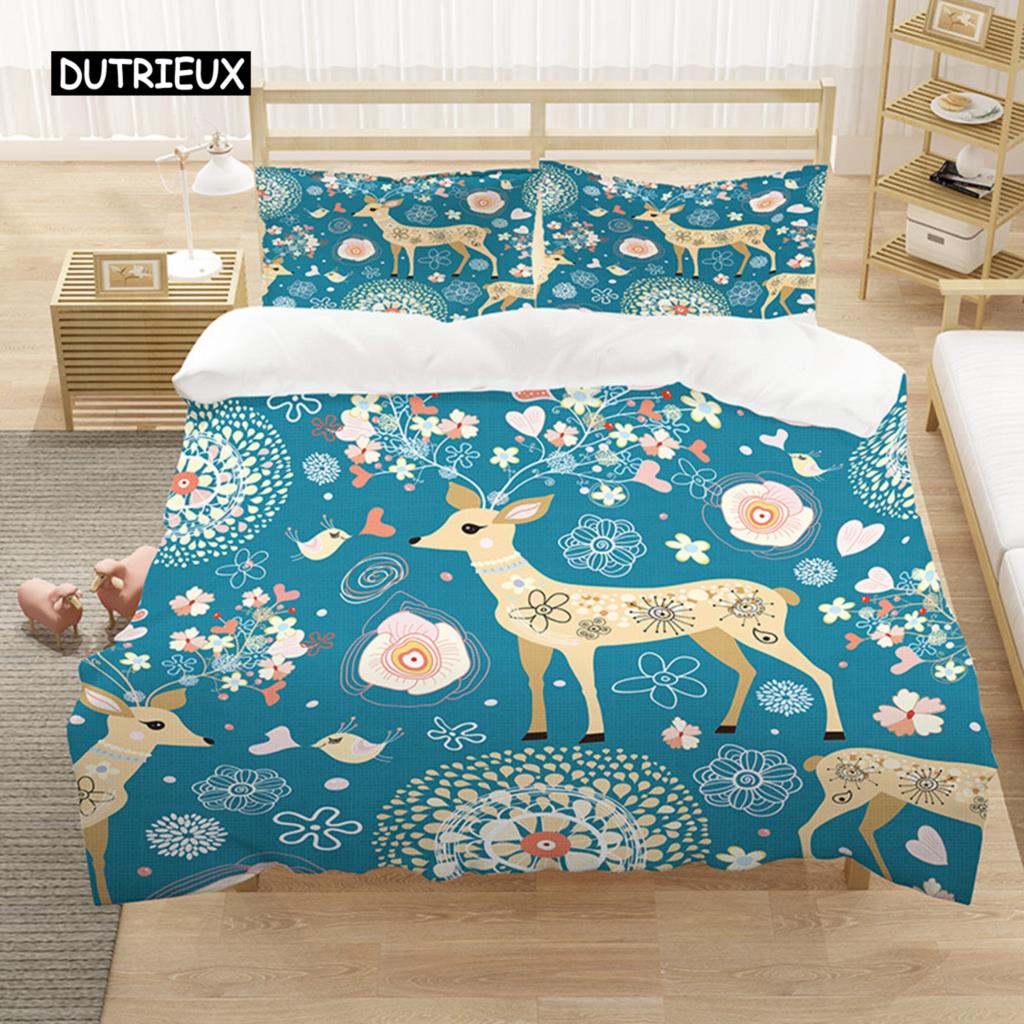 Cartoon Königin König Bettbezug Niedliche Tiere Bettwäscheset Kinder Jungen Mädchen Oktopus Seestern Blau Weich 2/3tlg. Polyester Steppdeckenbezug