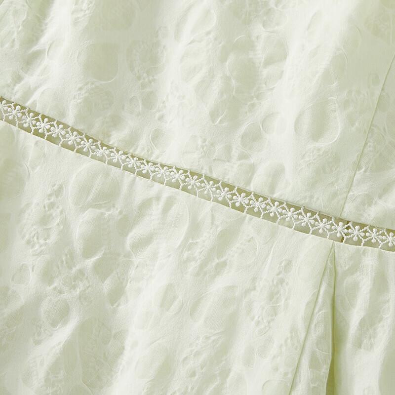 French Square Neck Cotton Puff Sleeve Dress