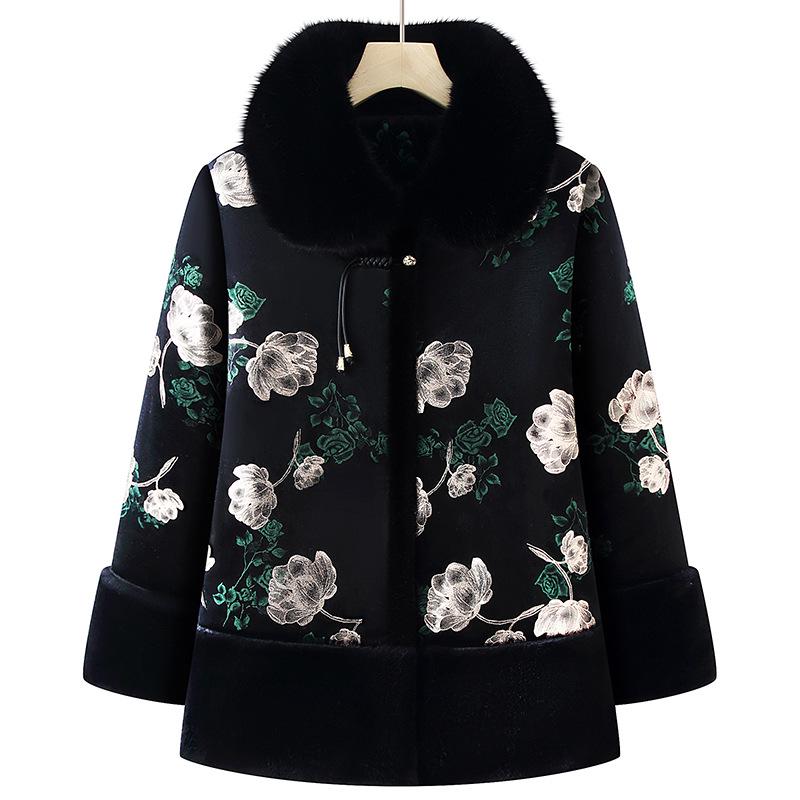 Warm Velvet Fur Coat for Middle-aged and Elderly Women 4XL