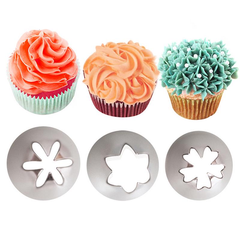 3Pc Drop Rose Flower Cup Ice Cream Piping Tip Nozzle Cake Decorating Pastry ^m^