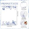 60 Sheets Blue Floral Stationery Letterhead Paper Chinoiserie Flower Bird Butterfly Writing Paper Single-Sided Greeting Paper for Invitations Office