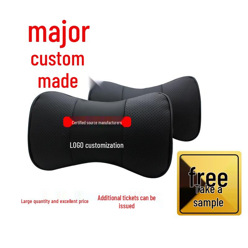 Zotye Car Headrest: Genuine Leather Neck Support Pillow, Customizable Logo.