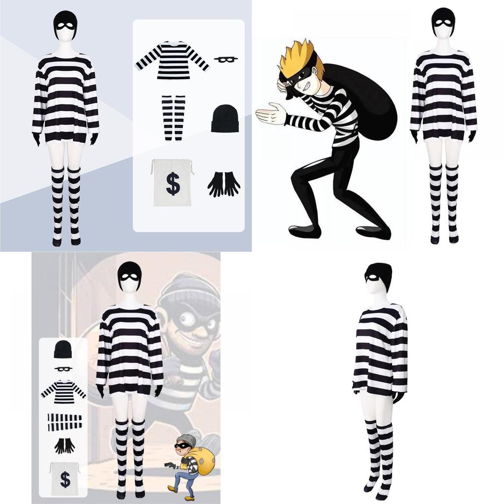 Fantasy Thief Cosplay Outfit Six-piece Set In Polyester For Role-playing Fun