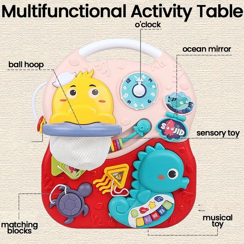 Mesa de Atividades para Bebês Não Tóxica Brinquedos Musicais Gerador de Som Jogos Para Bebês Brinquedos Sensoriais Brinquedos Educacionais Multifuncionais Para Desenvolvimento Motor