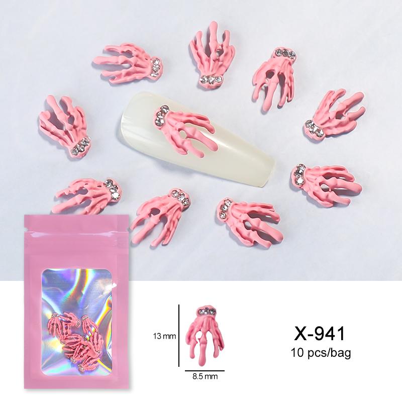 Alloy Skull Nail Charms Retro Halloween Decals Ornaments 3D Ghost Silver Classic Jewelry Nails Art Design Manicure Accessories