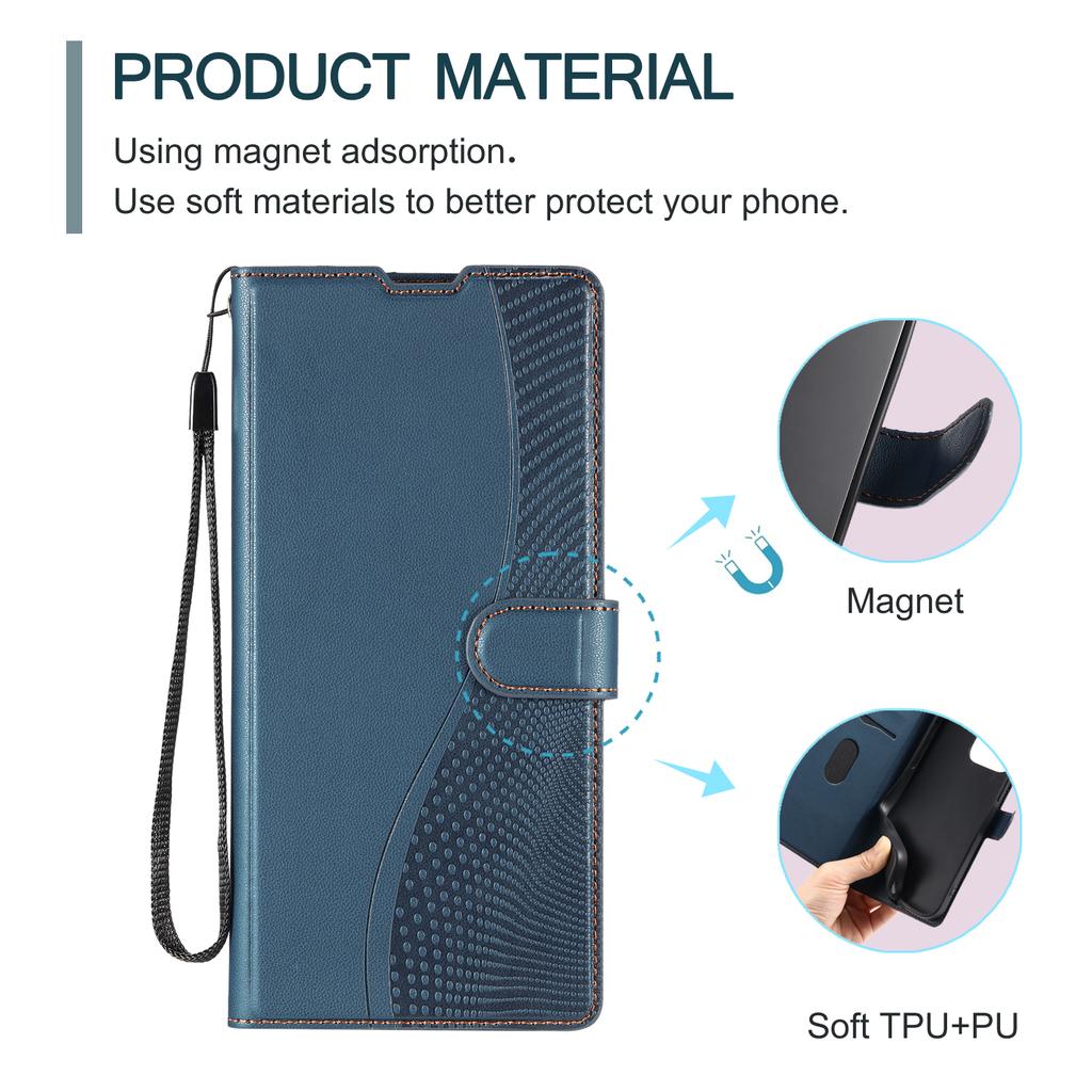 For Samsung Galaxy S25+ Case Dots Imprinted PU Leather Flip Phone Cover with Card Slot, Strap