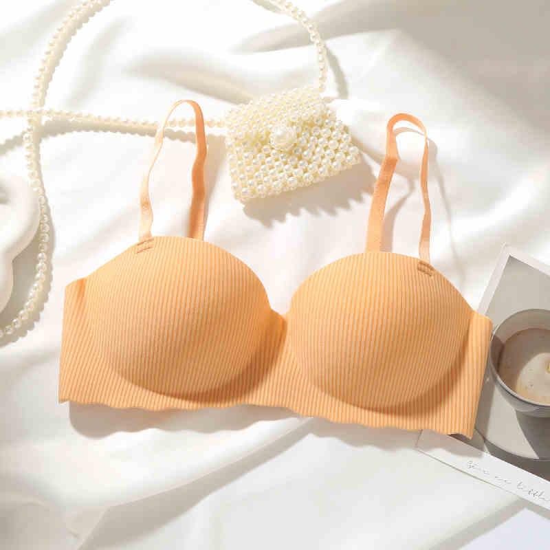 Ladies' Striped Design, Half Cup Bra Without Steel Ring, Gathering Bra, Lifting and Anti Sagging Underwear