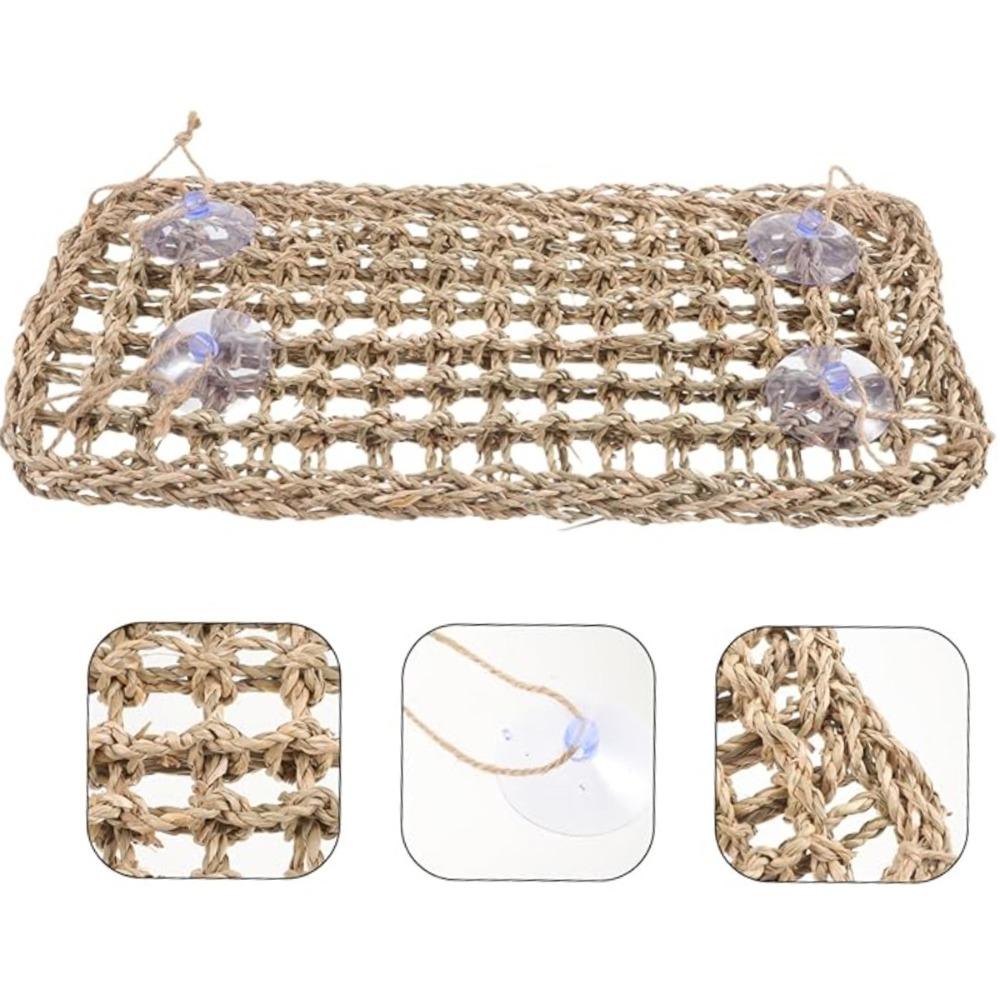 Parrot Grass Net Climbing Ladder for Reptile Hide Bird Swing Hammock with Suction Cup for Terrarium Bearded Dragon Accessories