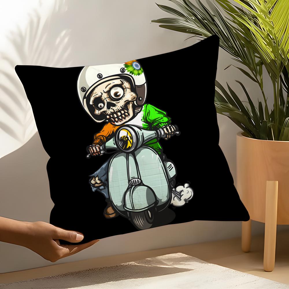 Funny skull motorcycle pattern Pillow Case Linen Cushion Covers For Decorative Sofa Home Pillows Case Car Chair Pillows Cases