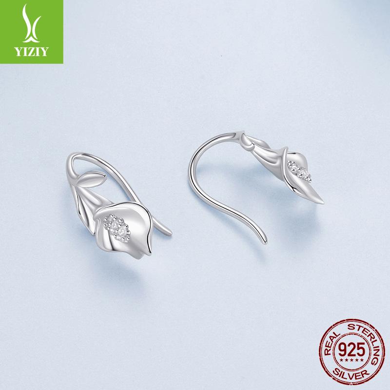 S925 Sterling Silver Calla Lily Ear Hook Women'S Pure Flower Multi-Wear Earrings Earrings