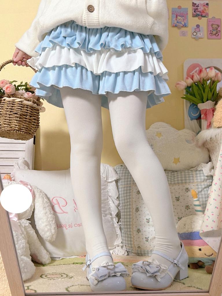 Cute Ruffled Mini Skirt Women Japanese Style Kawaii A-line Short Skirt Contrast Color Patchwork Skirts Y2k Clothing Harajuku