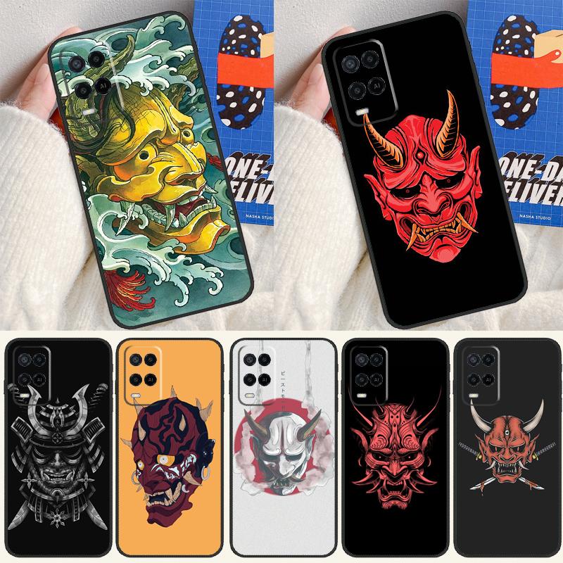 Japanese Samurai Oni Mask For Oppo A17 A77 A60 A74 A94 A54 A18 A38 A58 A78 A98 A40 A80 A16 A76 A96 A15 A57S Phone Case