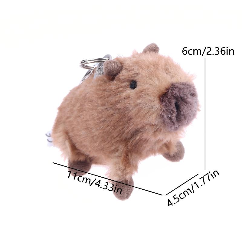Kawaii Simulation Plush Capybara Keychain Cute Stuffed Animal Doll Pendant Car Key Holder Backpack Hanging Decoration Gifts