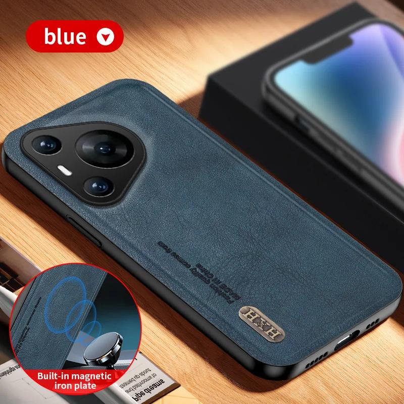 Vintage Leather Phone Case For Huawei Pura 70 P60 P50 P40 P30 Nova 12 11 10 SE Mate 60 50 40 30 Pro Build-in Magnet Iron Cover
