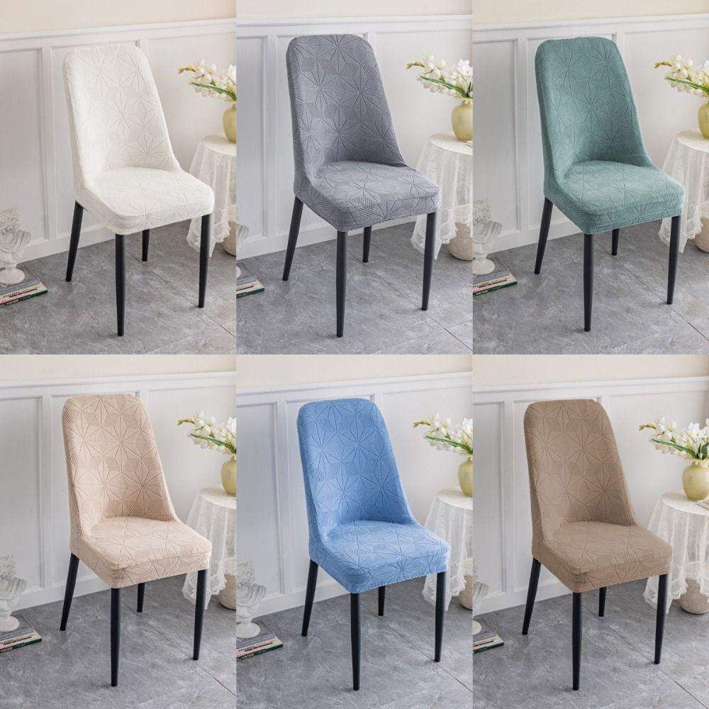 Seat Cover Jacquard Chair Cover Dustproof Kitchen Chair Protector Elastic Arc Chair Cover  Office