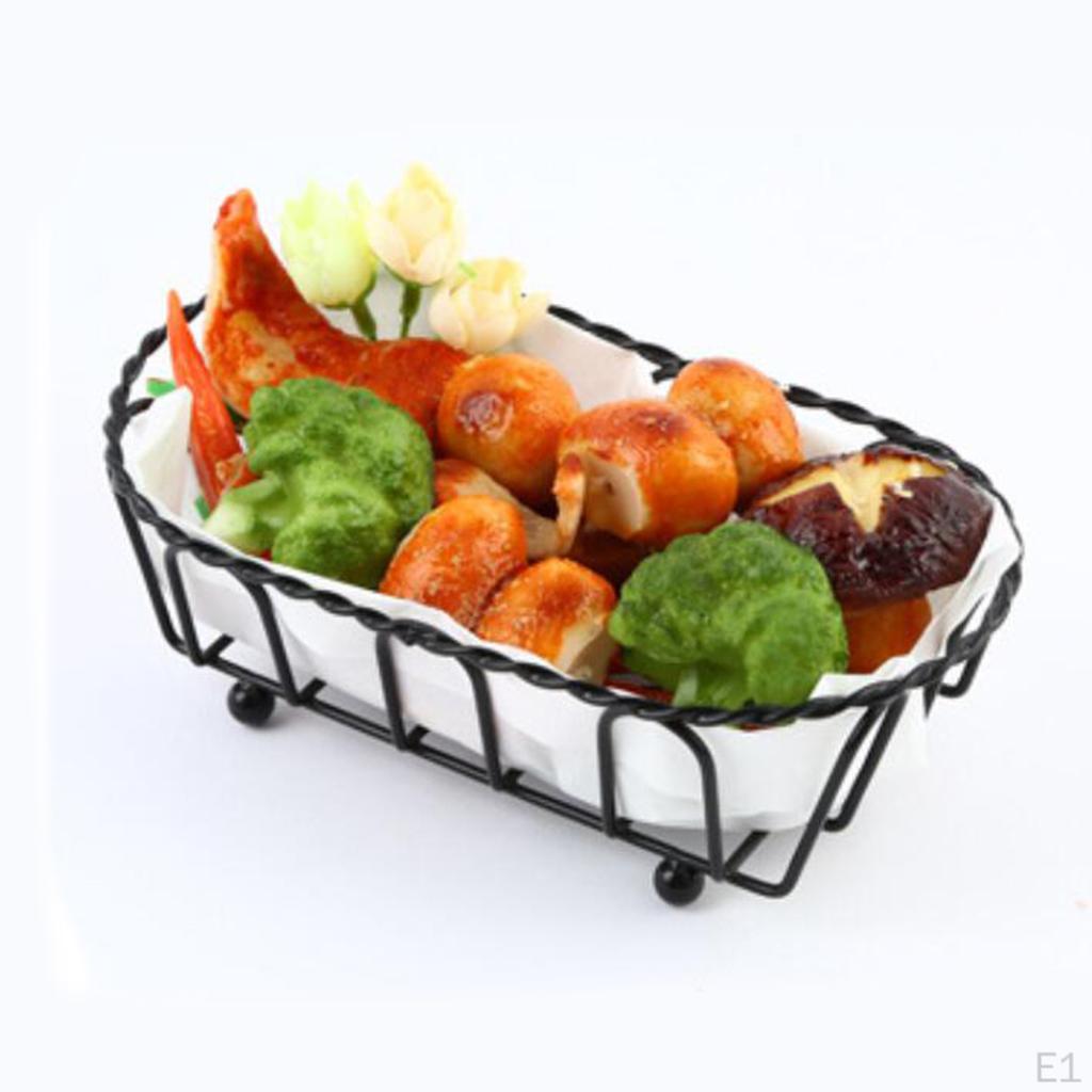 Metal Wire Iron Basket Fruit Snacks Organizer Storage Vintage Art Mesh