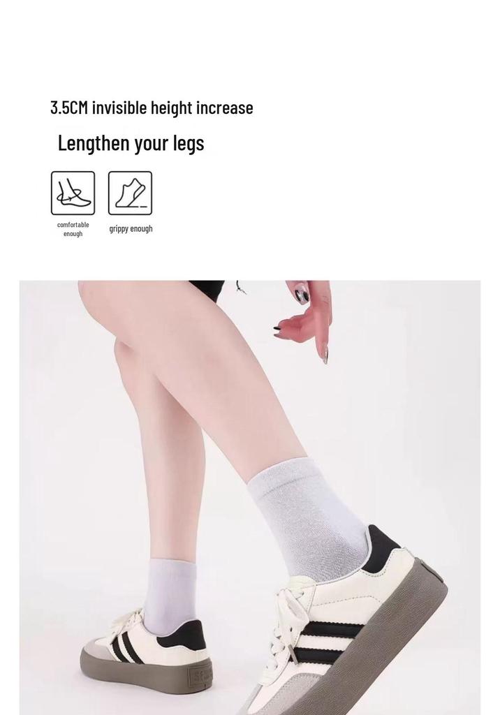Women's Trendy White Retro Cortez Casual Shoes - Spring/Summer Thick Sole, Height Increasing Sports Board Shoes.