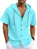 Men's Casual Lightweight Cotton Linen Short-Sleeve Hoodie Cardigan