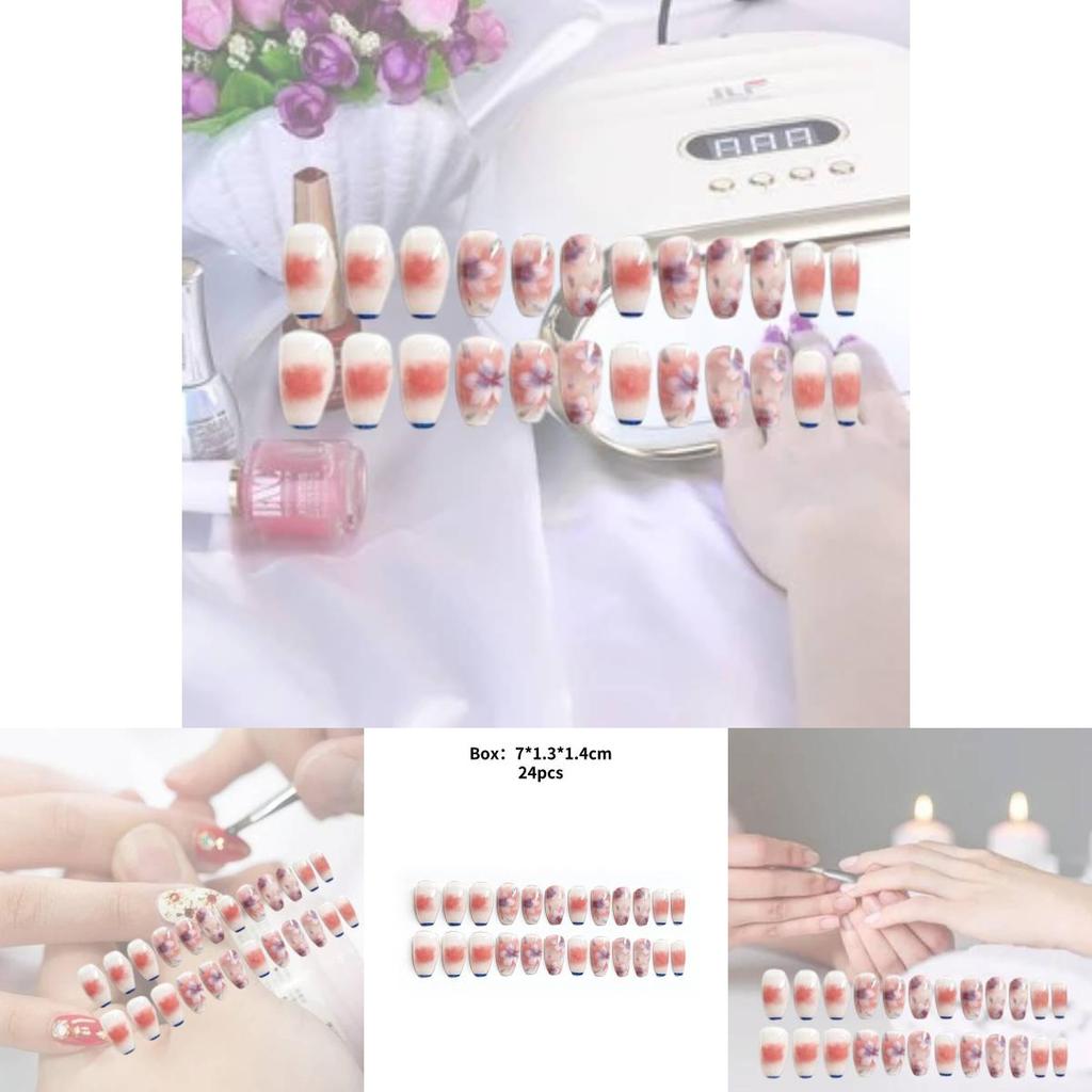 Wearable Nail Sticker Flower Rendering Wearable Nail Piece Nail Piece Removable Nail Sticker Piece Finished Y21