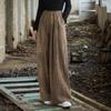 Johnature Women Casual Wide Leg Pants Elastic Waist Tie-dye Trousers Autumn Pockets Belt Long Pants