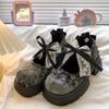 Neue chinesische flache Einzelschuhe Damen neue kleine dicksohlige kleine Lederschuhe großer Kopf Schleife Mary Jane Schuhe