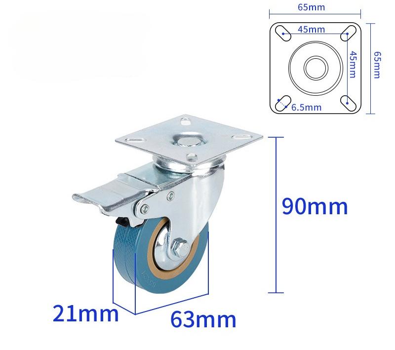 4 stk 100 mm svingbare gummihjul, 600 kg kapasitet, kraftig med bremser