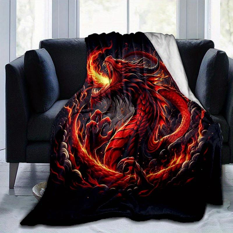 1pc. Fiery Red Dragon Blanket - Home Office Outdoor Gift, 100x150cm