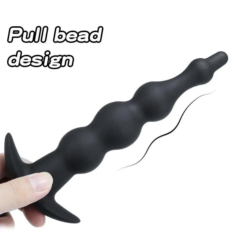 Vibrating Inflatable Anal Plug 12 Frequency Vibration Prostate Massager Anal Expansion Back Court Pull Beads With Remote Control