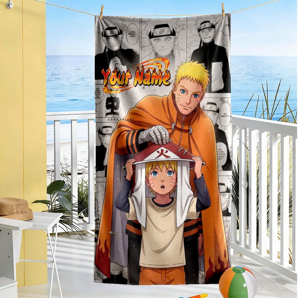 Naruto Character Customized Name Beach Towel Quick-Dry Soft Microfiber Suitable for Sports Travel Swimming Yoga Bathroom Beach And Pool