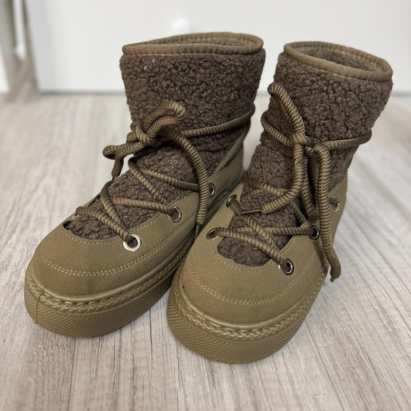 Botas de Nieve de Talla Grande con Suela Gruesa y Cordones Cruzados, Nuevas Botas Cálidas para Mujer hasta Media Pantorrilla y hasta la Rodilla para Otoño e Invierno