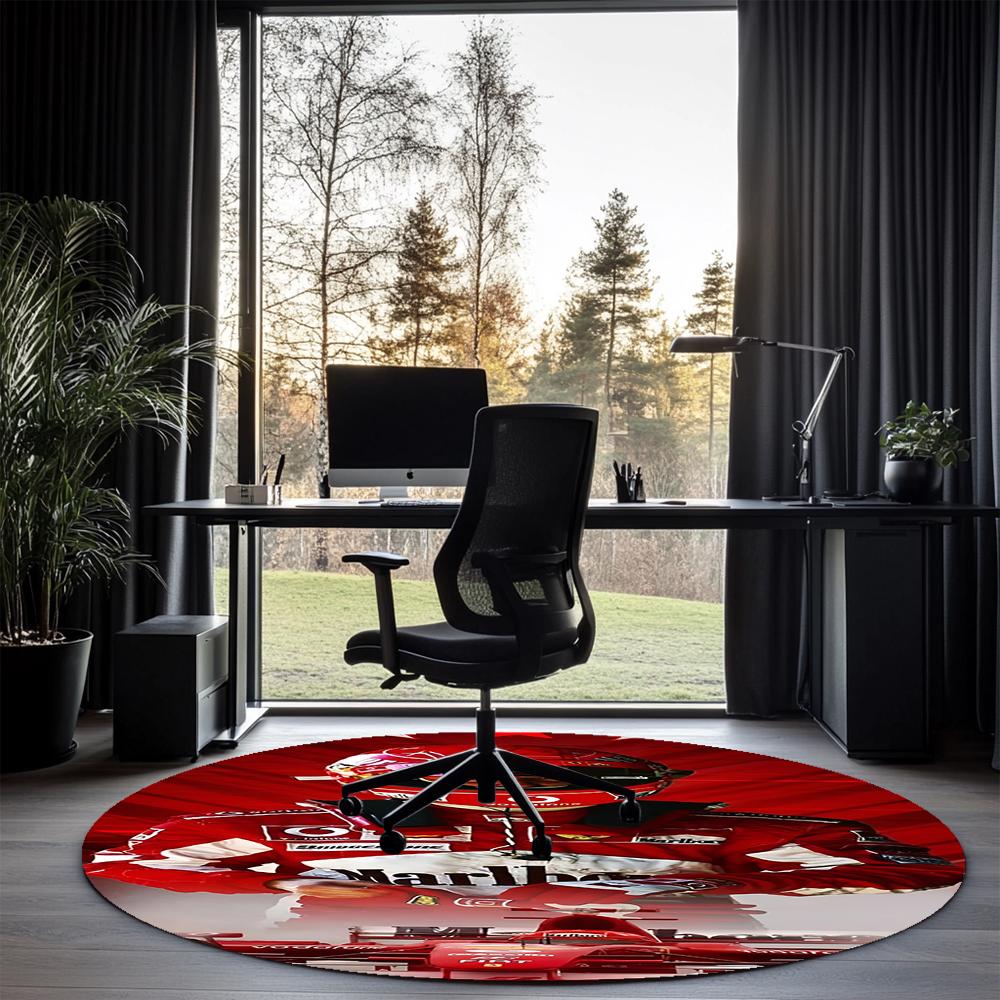 Michael Schumacher Printed Round Rug Carpet Chair Rug Area Rug Entryway Doormats,for Office Chair Living Room Bedroom Kitchen Room.