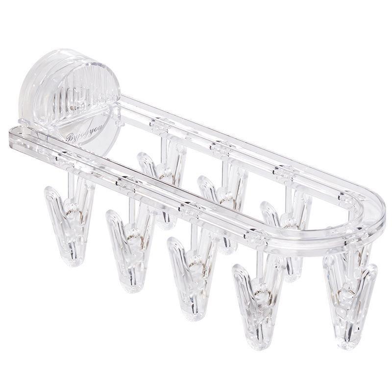 Clothes Hanger Suction Cup Folding Clothes Hanger Non Punching Household Drying Clothes Hanger Wall Hanging Bathroom Indoor Balcony Drying Socks