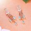 Estele Designer Rose Gold CZ Shooting Star Mint Green Stone Earrings for Women