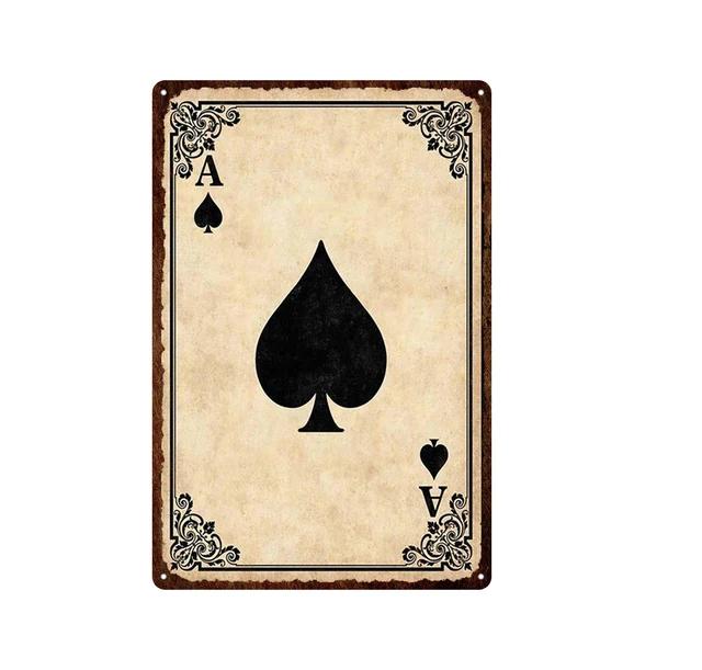 Vintage Poker Card Guitar Metal Tin Sign Music Bar Garage Casino Wall Decor Retro Iron Poster Plaque Home Art Decoration