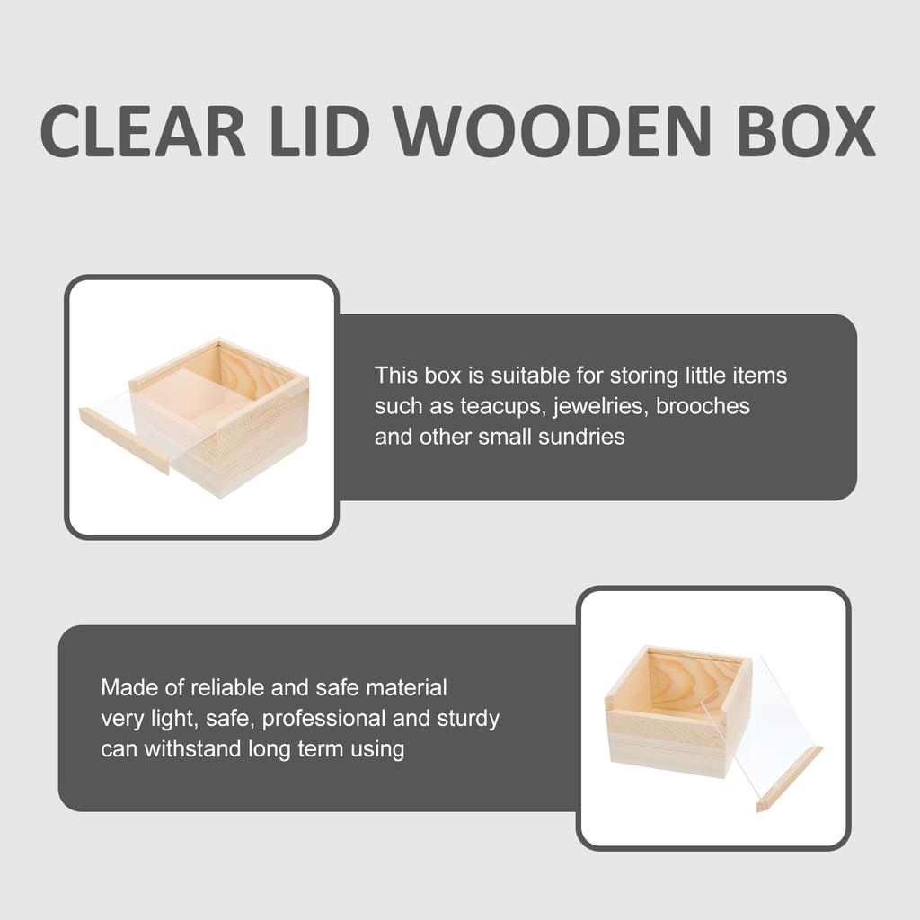Wooden Unfinished Box Clear Slide Top Wood Gift Box Soap Box Vintage Jewelry Boxes Treasure Chest Craft Shadow Boxes Diy