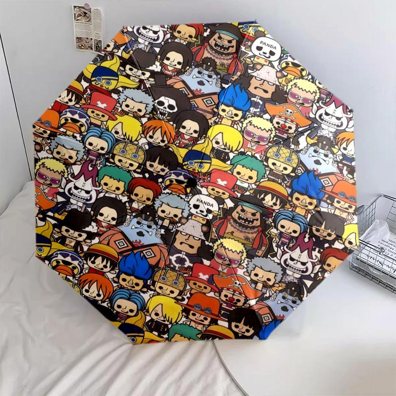 1 Stück Automatischer Faltregenschirm - Anime One Piece Muster Tragbares faltbares Design Mit 8 Rippen Weihnachts-Geburtstagsgeschenke
