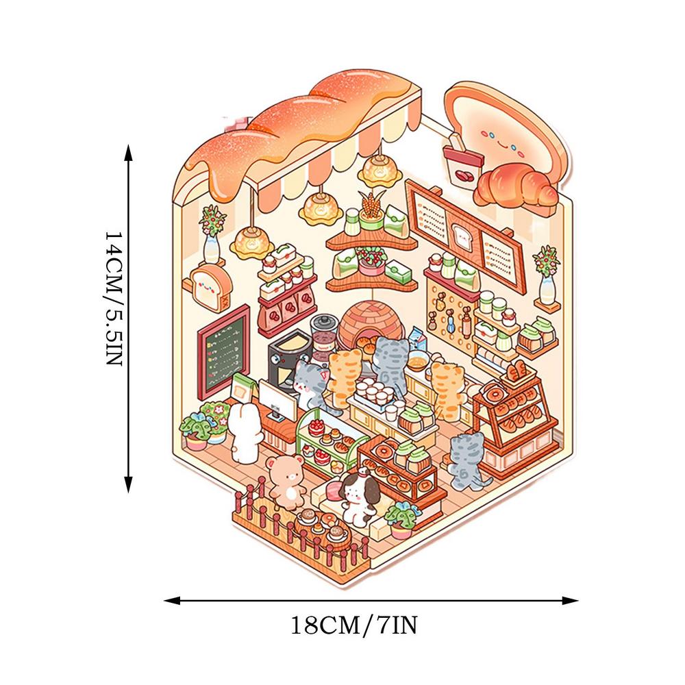 House Stickers 3D Miniature Scene Visual Cartoon Stacking Stickers Gift for Kid Child Baby Student Stress Relief Decoration Tool