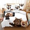 3D Cat Cute Kitten Pattern Duvet Cover Cat Kids Bedroom Decoration Cat Bedding Set for Women Girls Boys Gifts with Zipper 3pcs
