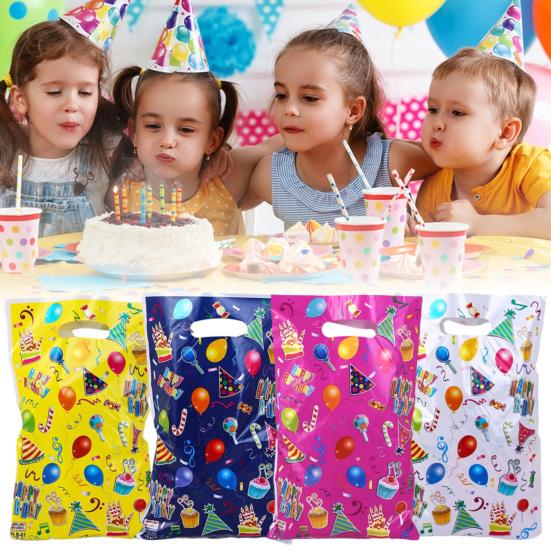 50Pcs Candy Goodie Treat Bags with Handle Large Capacity Vibrant Colors Cartoon Patterns Birthday Gift Toys Bags