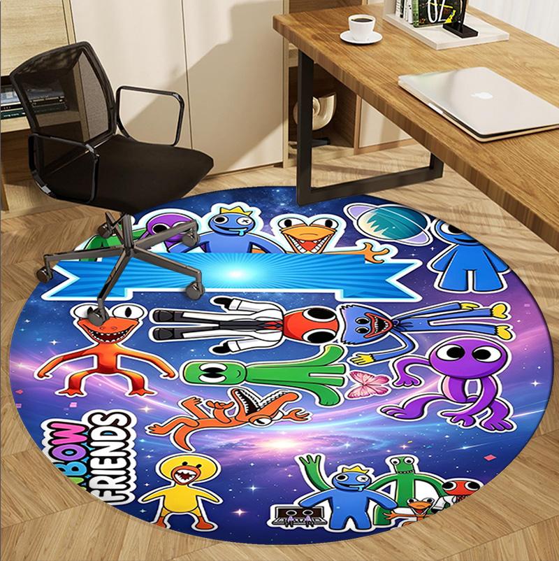 Game Rainbow Friends Pattern Round Rug, Indoor/Outdoor Mat, for Picnic, Gameroom, Bedroom, Office, Living Room, Home Decor Carpet, Birthday Gift