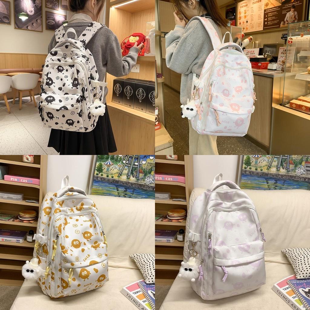 Cartoon Casual Printed Nylon Backpack With Padded Shoulder Straps For Daily Use