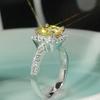 New Elegant Yellow Cubic Zirconia Women Rings Luxury Wedding Anniversary Party Lady's  Accessories Bright Fashion Jewelry
