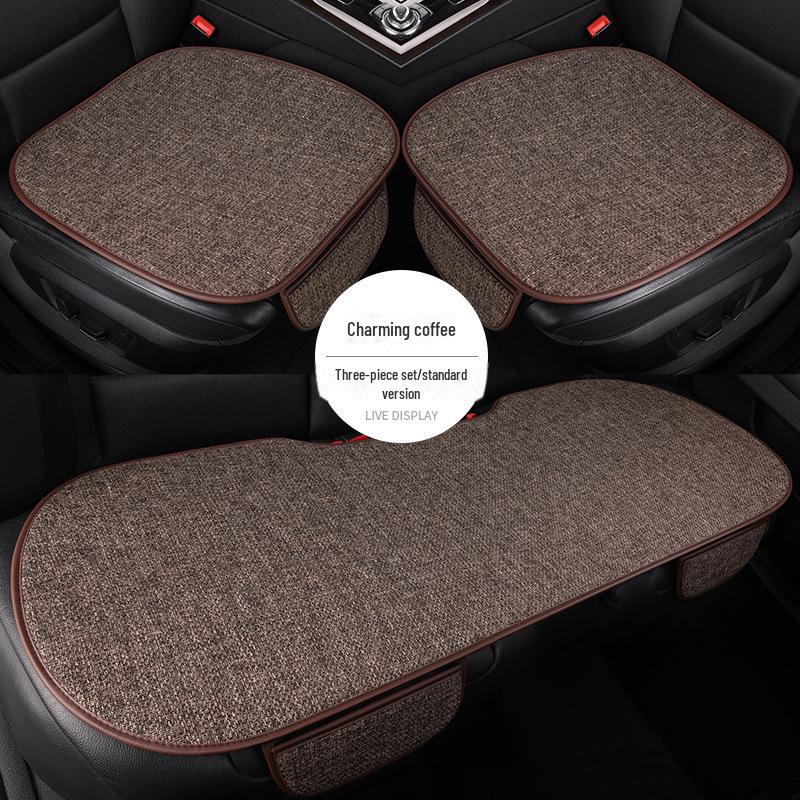 All-Season Light Luxury Ice Silk Linen Car Seat Cushions, Breathable & Non-Slip