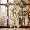 Elegant Indoor Hanging Decor Stained Glass Effect Blessing Suncatcher, Acrylic Angel Prayer Window Sun Catcher for Windows Ornament with Faux Crystal
